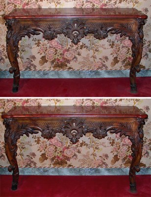 Lot 217 - Pair of Regence Style Beechwood Consoles Each...