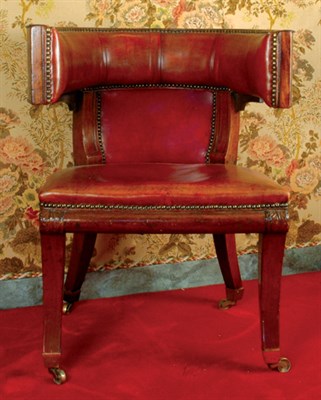 Lot 238 - Regency Mahogany and Leather Tub Chair First...