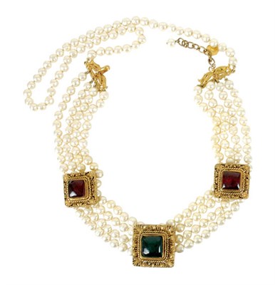 Lot 440 - Gripoix for Chanel Faux Baroque Pearl and Gilt-...