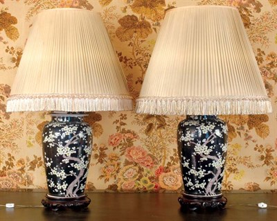 Lot 152 - Pair of Chinese Famille Noir Porcelain Vases...