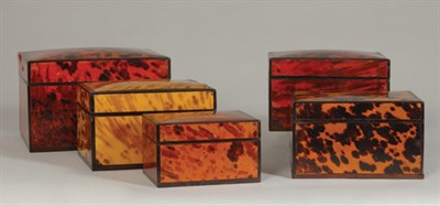 Lot 140 - Group of Five Tortoise Shell Boxes; Together...