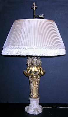 Lot 202 - Italian Gilt-Bronze and White Marble Lamp...