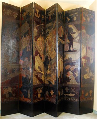 Lot 209 - Chinese Coromandel Lacquered Seven-Panel...