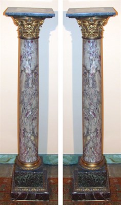 Lot 143 - Pair of Gilt-Bronze Mounted Marble Columns...