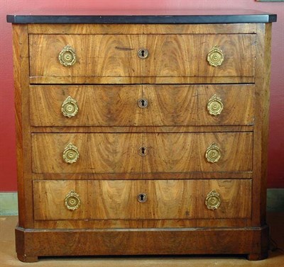 Lot 241 - Continental Walnut Four-Drawer Chest with...