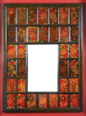 Lot 180 - Green Lacquered and Painted Mirror Height 29...