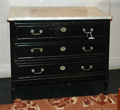 Lot 215 - Louis XVI Style Black Painted Chest of Drawers...