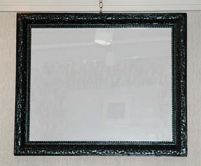 Lot 142 - Black Painted Carved Wood Mirror