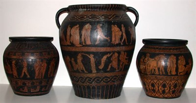 Lot 160 - Three Greek Glazed Pottery Vases Modern