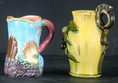 Lot 189 - Majolica Green and Yellow Glazed Oil Jug With...