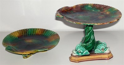 Lot 184 - Wedgwood Majolica Shell-Shaped Cake Stand With...