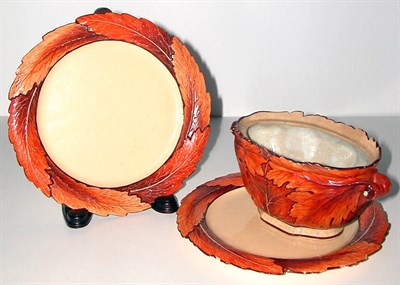 Lot 166 - Majolica Orange and Brown Glazed Small Tureen...