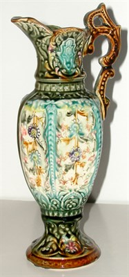 Lot 194 - Majolica Green Glazed Ewer Height 11 1/4 inches.