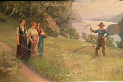 Lot 3062 - Th. Schrader 20th Century CONVERSING IN THE...