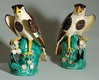 Lot 192 - Pair of Continental Glazed Ceramic Hawks