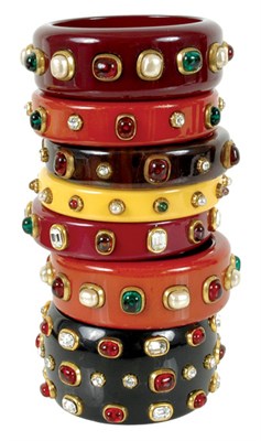 Lot 433 - Group of Chanel Bejeweled Bracelets French,...