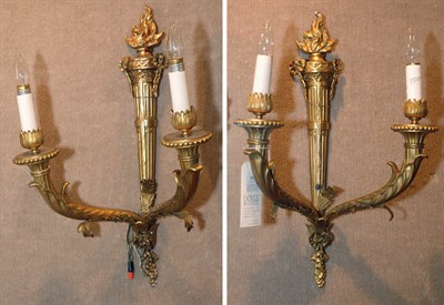 Lot 2633 - Pair of Louis XVI Style Gilt-Metal Two-Light...