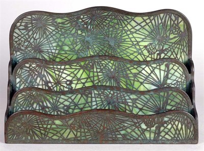 Lot 2704 - Tiffany Studios Bronze and Green Favrile Glass...