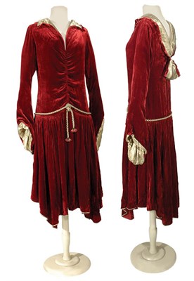 Lot 39 - Paul Poiret Garnet Silk Velvet Robe...