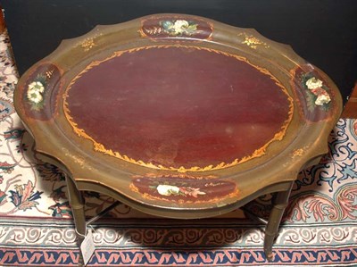 Lot 3598 - Georgian Style Tole Tray Table on Stand Height...