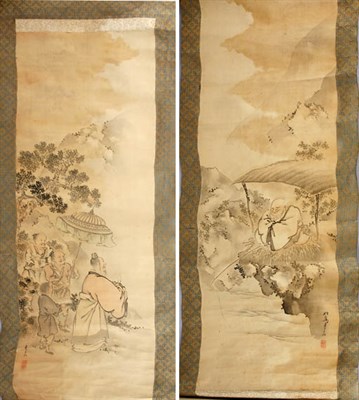 Lot 3580 - Japanese School Early 20th century Two hanging...