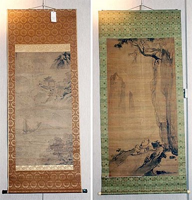 Lot 3581 - Two Chinese Paintings Figure in a monumental...