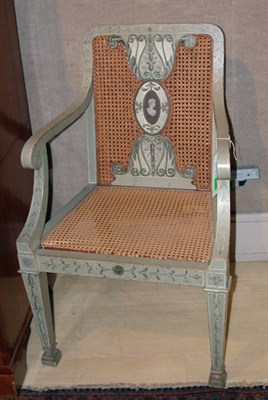 Lot 421 - Regency Style Painted and Caned Armchair