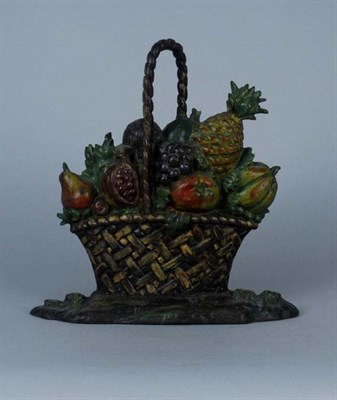 Lot 3167 - Painted Cast Iron Fruit Basket Doorstop Height...