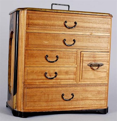 Lot 3577 - Japanese Lacquered Miniature Chest of Six...
