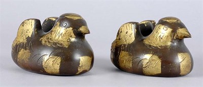 Lot 3492 - Pair of Gilt-Bronze Duck-Form Screen Holders...