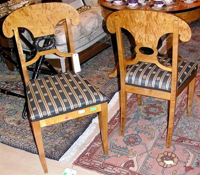 Lot 530 - Four Biedermeier Style Birch Dining Chairs