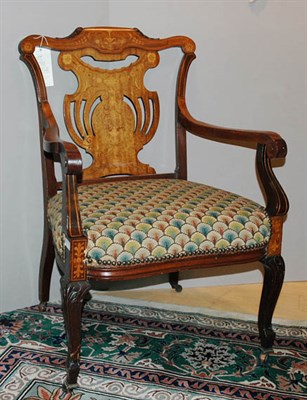 Lot 419 - Inlaid Mahogany Shield Back Armchair