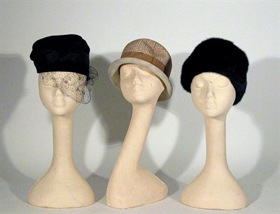 Lot 280 - Group of Hats One 1964 alabaster velour fedora,...