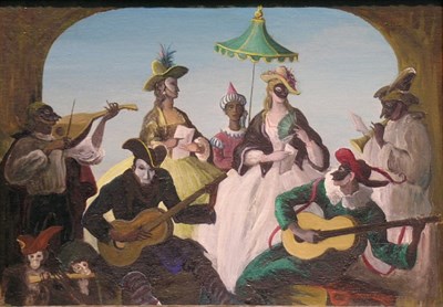 Lot 1016 - Manner of Giorgio de Chirico COMEDIA DELL'ARTE...