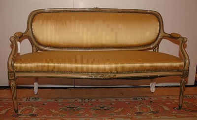 Lot 3399 - Louis XVI Style Upholstered Settee Length 62...