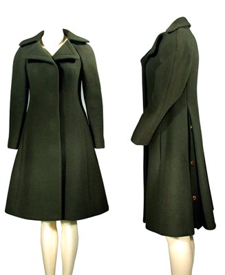Lot 105 - Galanos Forest Green Wool Melton Coat American,...