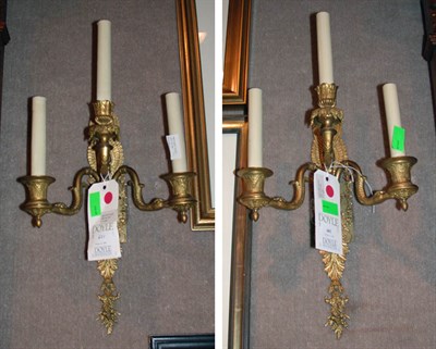Lot 601 - Pair of Empire Style Gilt-Metal Three-Light...