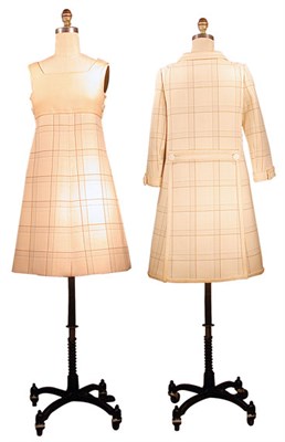 Lot 72 - Courreges Creme and Aqua Ensemble French,...