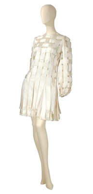 Lot 69 - Galanos Ivory Silk Satin Ribbon Mini Dress...