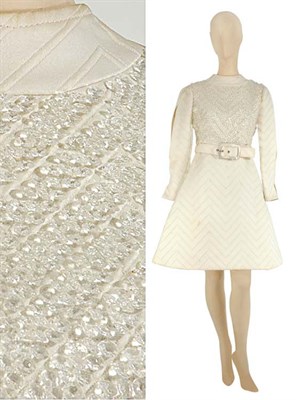Lot 67 - Galanos White Plastic Bead Mini Dress American,...