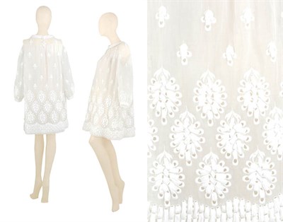Lot 87 - Couture White Embroidered Organdy Late Day...