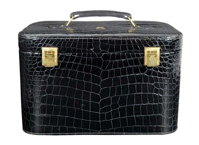 Lot 221 - Hermes Black Crocodile Travelling Case French,...