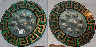 Lot 273 - Pair of Transfer Printed Circular Mirrors with...
