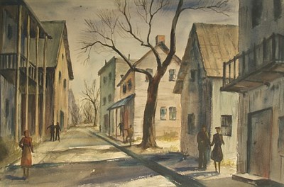 Lot 4 - American School 20th Century Street Scene with...