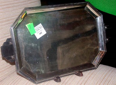 Lot 205 - Art Deco Rosewood and 800 Silver Two-Handled Tray