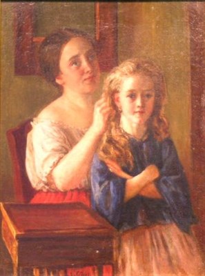 Lot 3054 - Attributed to Lebedev MOTHER BRAIDING HER...