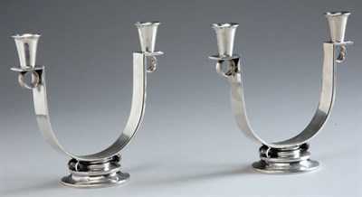 Lot 2266 - Pair of Georg Jensen Sterling Silver Two-Light...