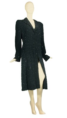 Lot 168 - Armani Black Vermiculate Sequined Coat Italian,...