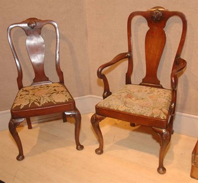 Lot 3375 - Set of Eight Queen Anne Style Mahogany Dining...