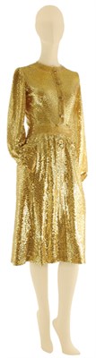 Lot 121 - Norell Gold Sequin Cocktail Dress American,...